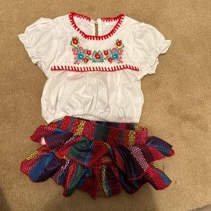 Baby embroidered shirt with skirt fiesta outfit size 18-24 months